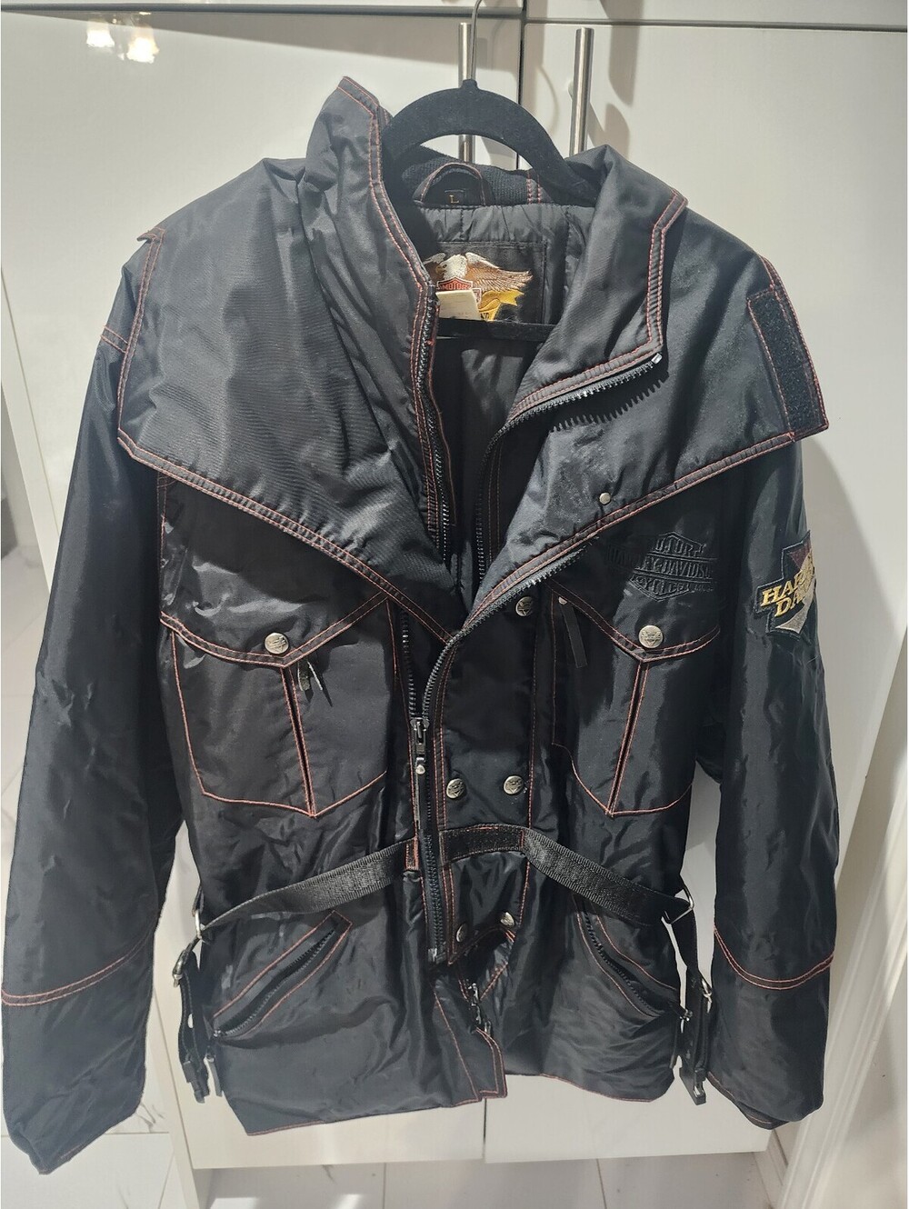 Harley-Davidson Women's Black Nylon Motorcycle Jacket with Embroidered Logos Lg